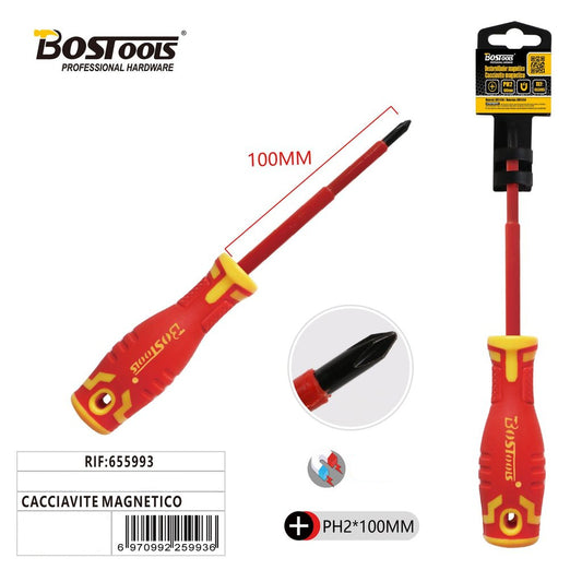 Cacciavite Isolato Magnetico a Croce PH2 x 100mm - Versione Upgrade
