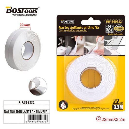 Nastro Sigillante Antimuffa | 22mm x 3.2m | Striscia in PVC Impermeabile per Cucina e Bagno